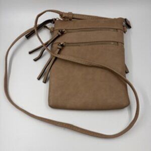 Tan Faux Leather Crossbody Bag